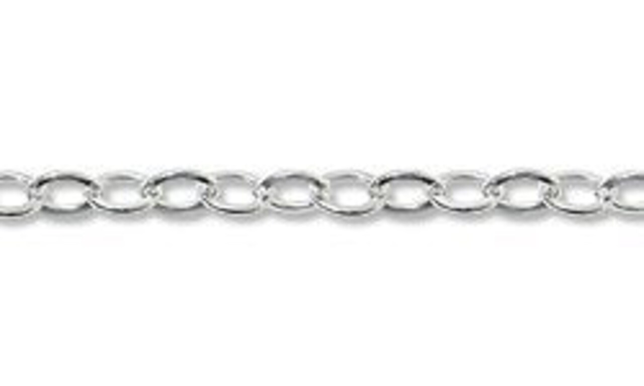 Flat Cable Link Chain 1.3mm Sterling Silver (Priced per Foot) -